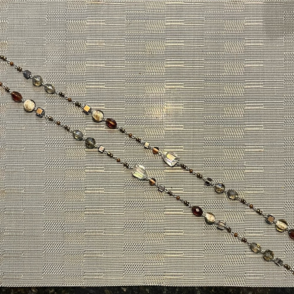 Premier Design brown & clear beaded necklace.